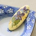 Vintage Large Floral Decaled Lucite Cabochon - last one