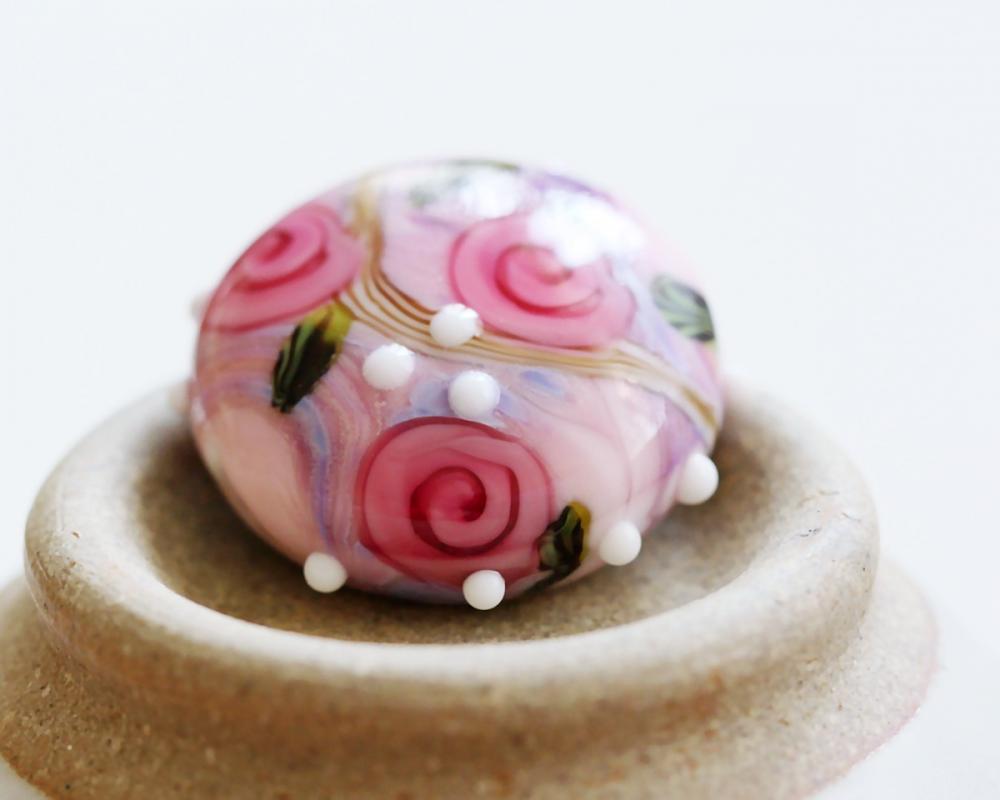 Country Roses III SRA Lampwork Focal