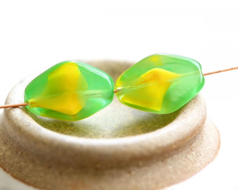 Vintage Large Lemon and Lime Givre Glass Beads