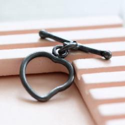 Oxidized Sterling Silver Heart Shaped Toggle Clasp 