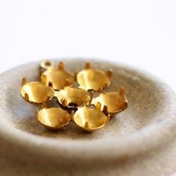Vintage Brass Multi Stone Settings Charms