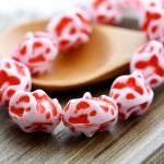 Vintage Red White Disco Meteorite Plastic Beads