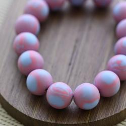 Vintage Matte Blue Pink Granular Swirl Lucite Beads