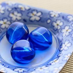 Vintage Sapphire Blue Nugget Round Acrylic Beads